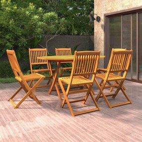 Set Mobili Da Pranzo Da Giardino 7 Pz Legno Massello Di Acacia /