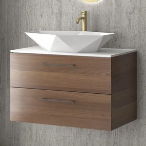Mobile bagno 80 cm con due cassetti e piano solid surface EL-80SS - KAMALU