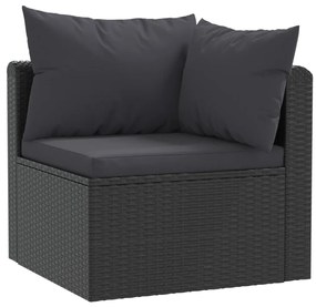 Set Divani da Giardino 7 pz con Cuscini in Polyrattan Nero