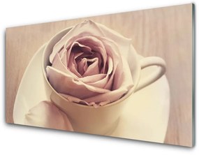 Obraz na Szkle Kubek Róża Sztuka 100x50 cm