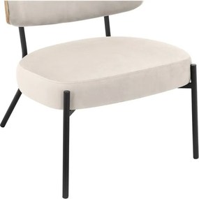 Poltrona in velluto crema con poggiapiedi Jerry - Støraa