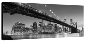 Stampa su tela Zoom Brooklyn brdige b&w, bianco e nero 140 x 70 cm