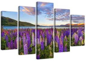 Quadro Multipannello Fiori del Lago della Lavanda