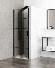 Porta doccia 70 cm battente con profili neri e serigrafia nera NICO-B3000 - KAMALU