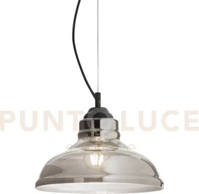 Bistro' lampadario a sospensione 1 luce attacco e27 fume' d.28cm