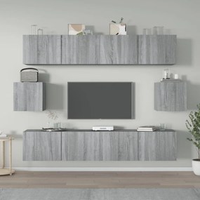 Set Di Mobili Porta Tv 6 Pz Grigio Sonoma İn Legno Multistrato /