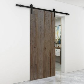 Porta scorrevole reversibile Horse Ebano in legno marrone, L 86 x H 215 cm, con binario Country nero