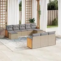 Set Divano da Giardino 10 pz con Cuscini Beige in Polyrattan 3228096