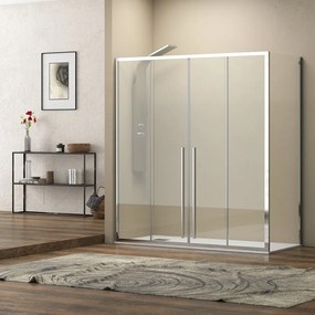 Box doccia 70x180 doppio scorrevole + fisso vetro 8 mm anticalcare | KEL6000 - KAMALU