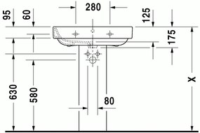 Lavabo Monoforo 65x49  per colonna Con Troppopieno e copriforo cromo Bianco Happy D2 2316650000 Duravit