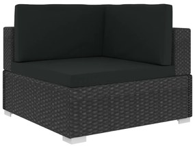 Set divani da giardino 8 pz con cuscini in polyrattan nero