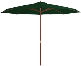 Ombrellone Da Esterni Con Palo İn Legno 350 Cm Verde /