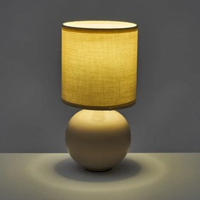 Lampada da tavolo in ceramica beige con paralume in tessuto (altezza 24,5 cm) - Casa Selección