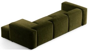 Divano angolare verde (con penisola a destra/con chaise lounge) con rivestimento in velluto a coste Bergamo – Cosmopolitan Design