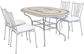 VENTUS - set tavolo in ferro cm 160 x 90 x 74 h con 4 sedie Ventus