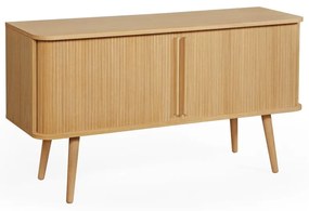 Cassettiera bassa colore naturale con trama in rovere con ante scorrevoli 138x75 cm Rove - Woodman