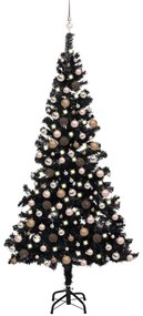 Albero di Natale Preilluminato con Palline Nero in PVC, Albero di Natale Preilluminato con Palline Nero 240 cm PVC II