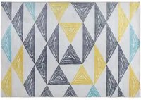 Tappeto tappetino grigio e giallo stampato motivo geometrico 160 x 230 cm pelo corto