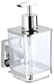 WENKO 22683100-Dispenser di sapone VACUUM-LOC QUADRO ED 7,5x16 cm argento/cromo lucido