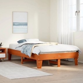 Letto Senza Materasso Marrone Cera 120x190 Cm İn Legno Di Pino /
