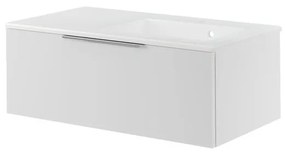 Mobile da bagno sospeso sotto lavabo L 90 x H 32 x P 48 cm bianco laccato, 1 cassetto SENSEA Neo