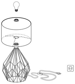 Eglo 43078 - Lampada da tavolo CARLTON 1xE27/60W/230V