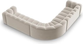 Divano angolare componibile color crema con rivestimento in velluto Lupine – Micadoni