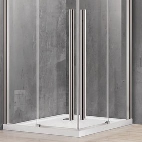 Kamalu - Box doccia 110x110 finitura acciaio spazzolato apertura doppio scorrevole vetro 8mm | KSA1000AS