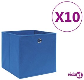 vidaXL Contenitori 10 pz in Tessuto non Tessuto 28x28x28 cm Blu
