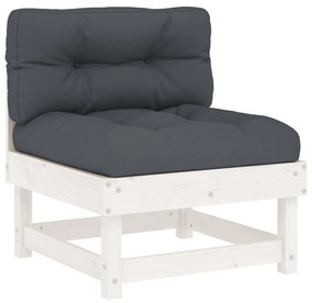 Set divani da giardino 10 pz con cuscini legno massello bianco