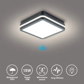 Brilagi - Lampada LED da esterno con sensore BENE LED/18W/230V 22x22 cm IP54