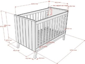 Lettino beige in pino massiccio con altezza regolabile 60x120 cm Sezane – Vipack