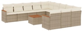 Set divani da giardino 12 pz con cuscini beige in polyrattan