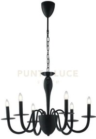 Lampadario armstrong nero 6 luci attacco e14 78x150cm in metallo