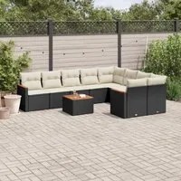 Set Divani da Giardino 10pz con Cuscini in Polyrattan Nerocod mxl 88450