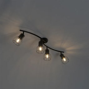 Faretto da soffitto moderno nero 86 cm 4 luci - Botu