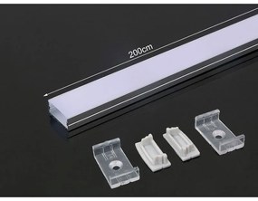 Profilo Alluminio Larga 23,5X10mm Per Strip Led 20mm Completo Di Copertura Satinata Tappi Gancio 2 Metri SKU-3352