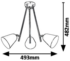 Rabalux 5376 - Lampadario a sospensione con supporto rigido ALDER 3xE14/40W/230V