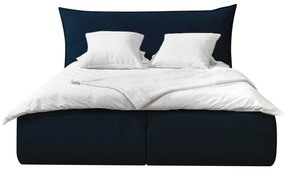 Letto matrimoniale in blu scuro imbottito con spazio contenitivo con griglia inclusa 180x200 cm Jade – Bobochic Paris