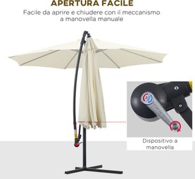 Ombrellone Decentrato da Giardino in Alluminio 3M con Protezione UV Beige...