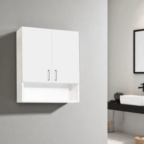 Pensile sospeso con vano a giorno e 2 ante 59x22 Bianco Opaco