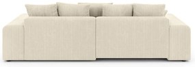 Divano angolare color crema allungabile/con contenitore (con composizione variabile) con rivestimento in velluto a coste Luma – Ropez
