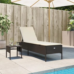 Lettino Prendisole Con Tavolo E Cuscino Marrone İn Polyrattan /