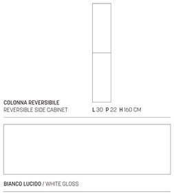 Colonna bagno sospesa 160 h cm reversibile GIGLIO finitura Bianco Lucido