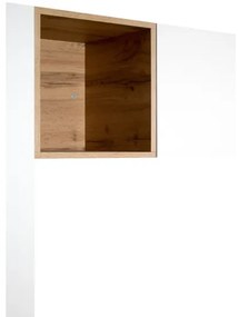 Parete attrezzata in legno sospesa moderna L254xP39,5 bianco e quercia A08