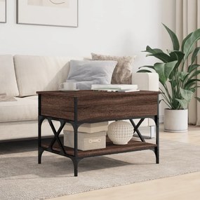 Tavolino salotto rovere marrone 70x50x50cm multistrato metallo