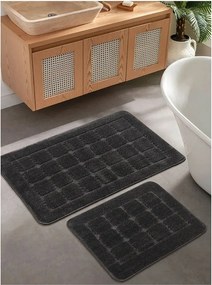 Set di tappetini per il bagno color antracite 2 pz 50x80 cm Kareli – Foutastic