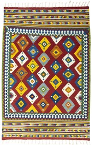 Kilim Tappeto 150x220 Rosso (Iran) Tessuto A Mano