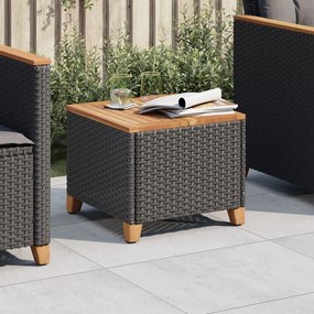 Tavolo da giardino nero 45x45x37cm in polyrattan e legno acacia