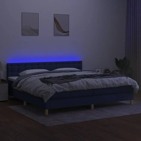 Letto a molle materasso e led blu 200x200cm in tessuto